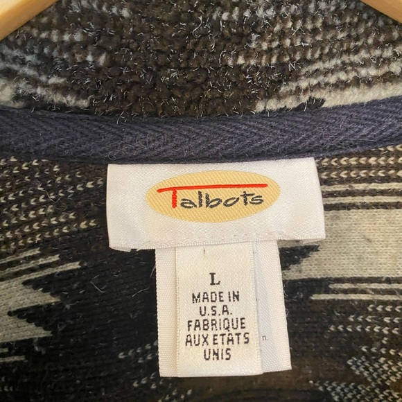 Talbots Womens Vintage Fleece Southwestern Button Shacket Sweatshirt - Picture 6 of 7